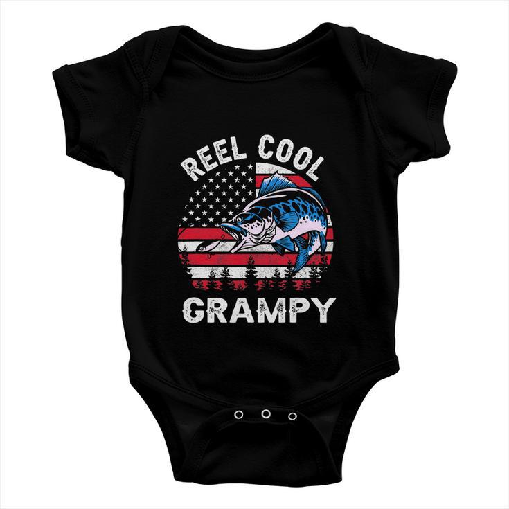 Flag Vintage Reel Cool Grampy Fishing For 4Th Of July Baby Onesie