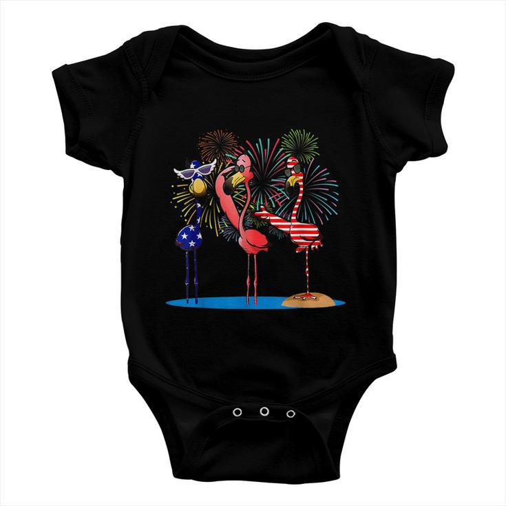 Flamingo 4Th Of July American Flag Flamingo Independence Baby Onesie