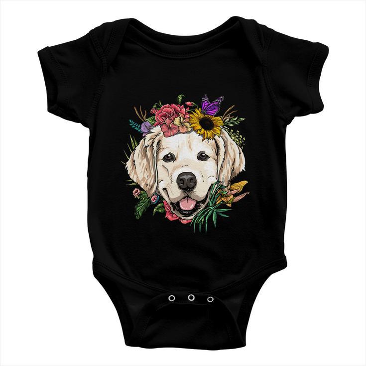 Floral Golden Retriever Dog Spring Nature Dog Lovers Gift Baby Onesie