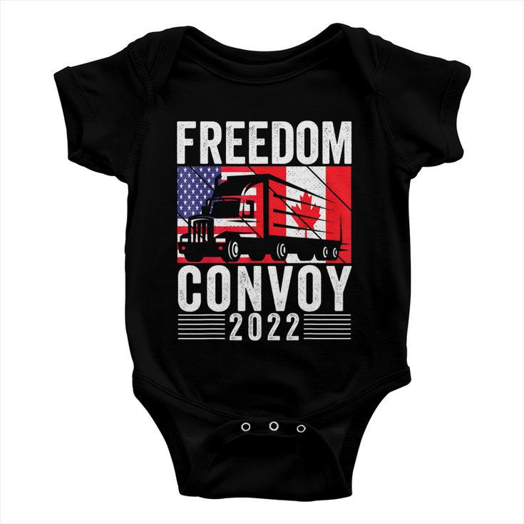 Freedom Convoy 2022 American Canadian Flag Tshirt Baby Onesie