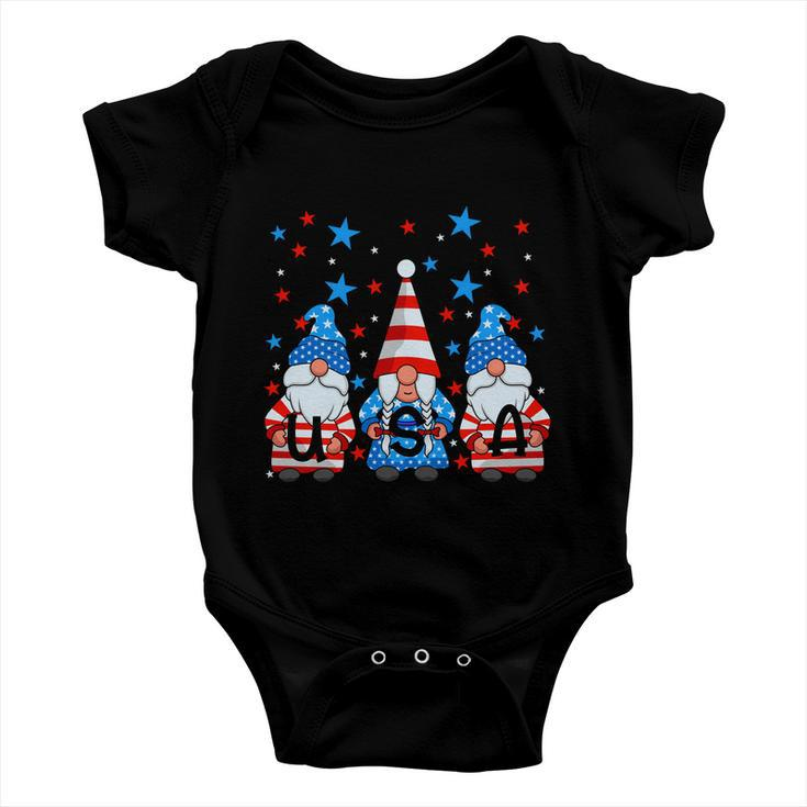 Funny 4Th Of July Gnomes Patriotic American Flag Cute Gnome Meaningful Gift Baby Onesie