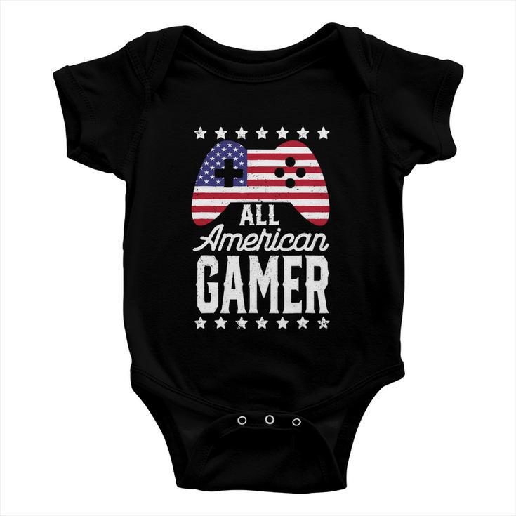 Funny American Gamer 4Th Of July Baby Onesie