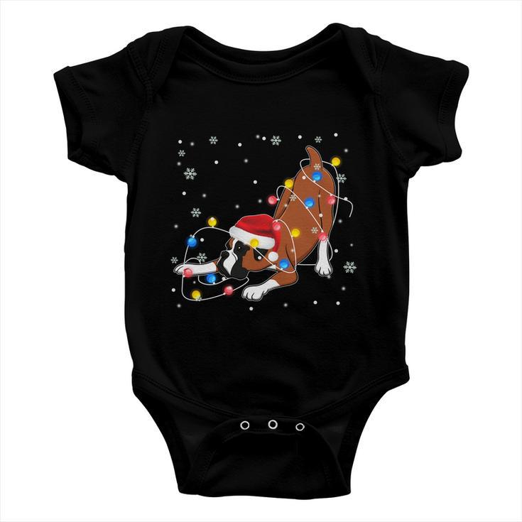 Funny Boxer Santa Hat Christmas Lights Xmas Dog Lover Owner Gift Baby Onesie