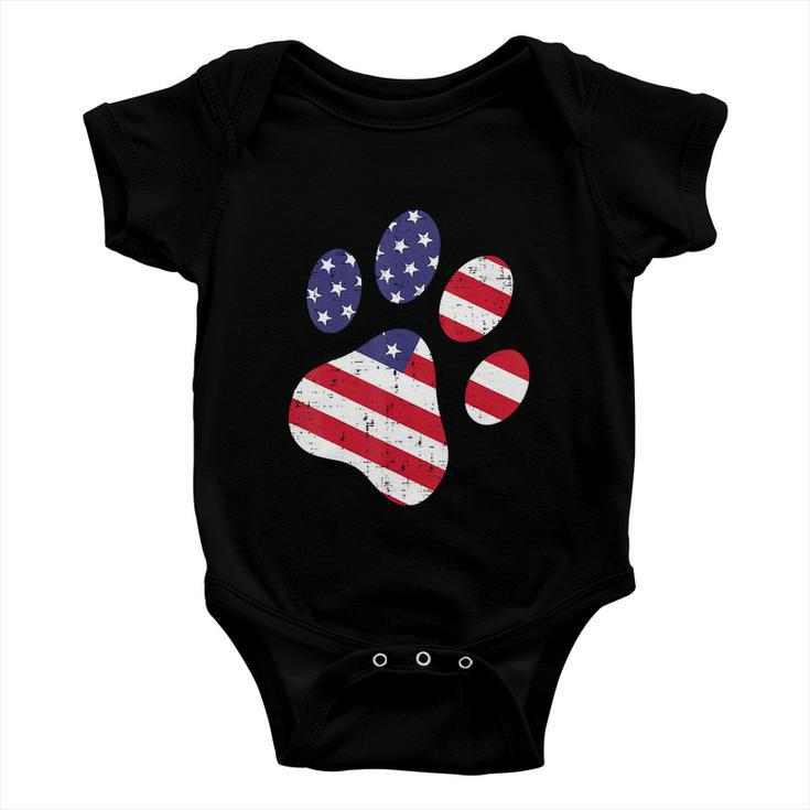 Funny Dog Paw American Flag Cute 4Th Of July Baby Onesie