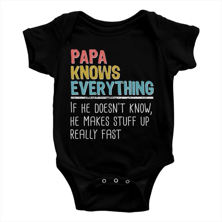 Funny Papa Knows Everything Baby Onesie