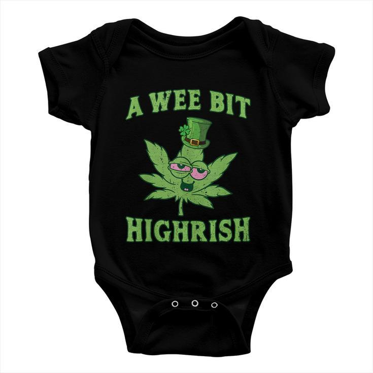 Funny St Patricks Day Gift A Wee Bit Highrish Gift Funny 420 Weed Marijuana Gift Baby Onesie
