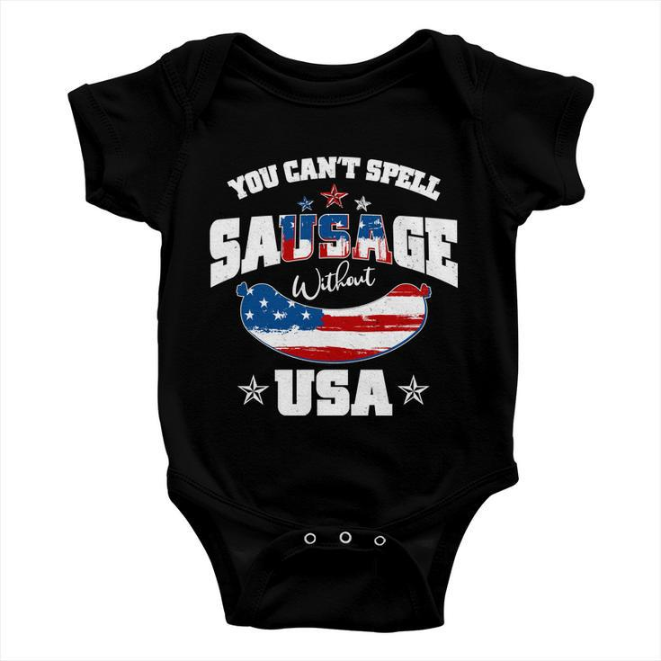 Funny You Cant Spell Sausage Without Usa Tshirt Baby Onesie