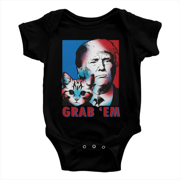 Grab Em Cat Funny Pro Trump Tshirt Baby Onesie