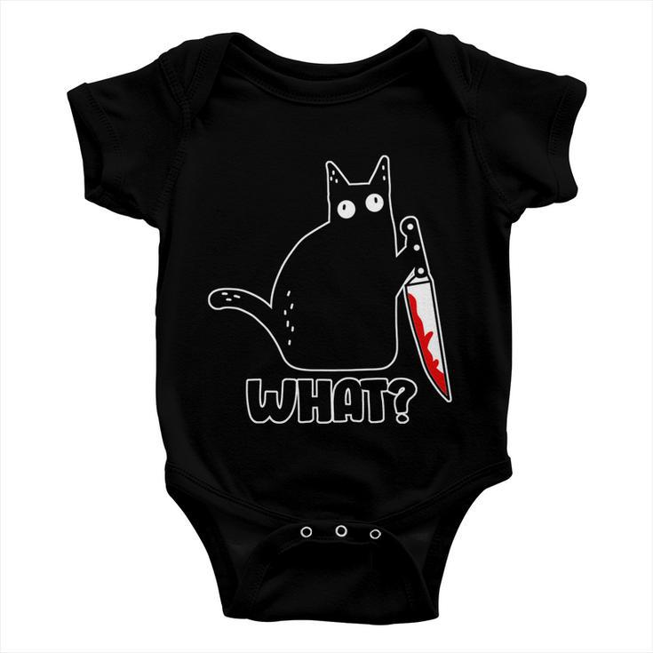 Halloween Cat What Bloody Knife Baby Onesie