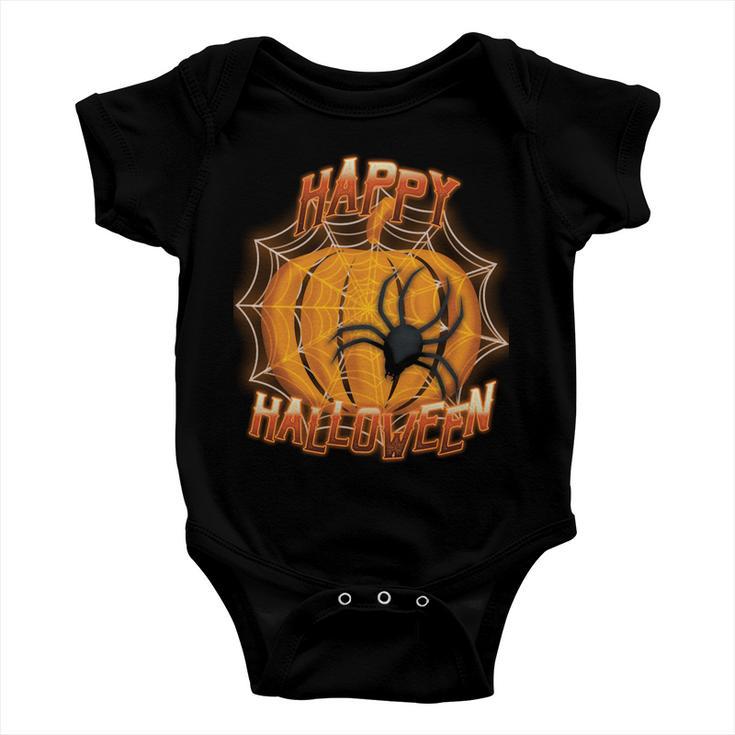 Happy Halloween Spiderweb Pumpkin Baby Onesie