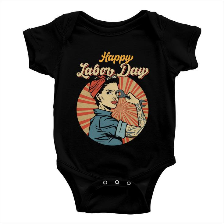 Happy Labor Day Gift Girl Strong Worker Movement Employer Funny Gift Baby Onesie