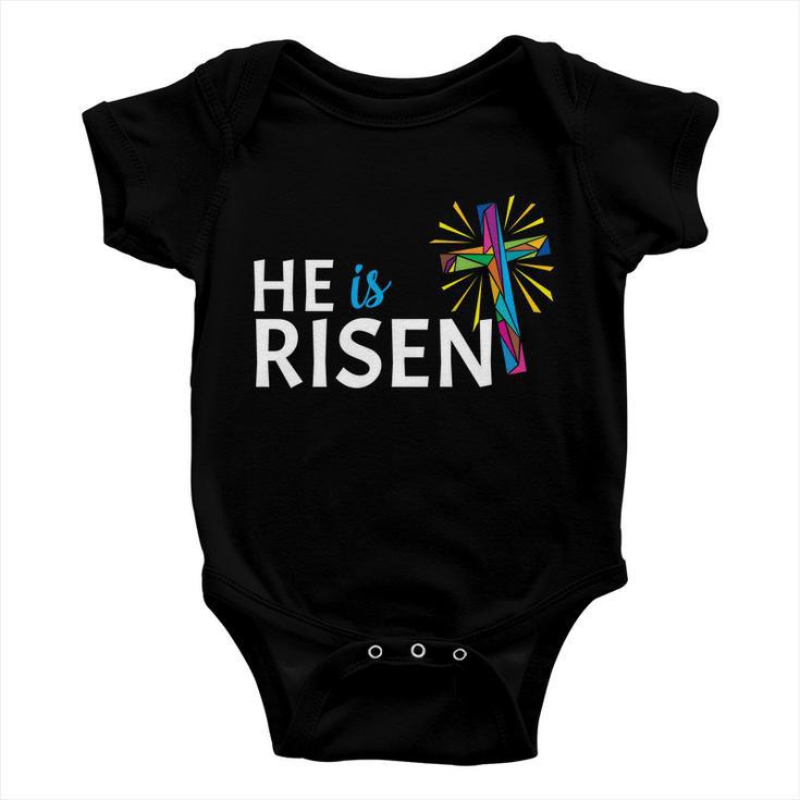 He Is Risen Colorful Cross Baby Onesie