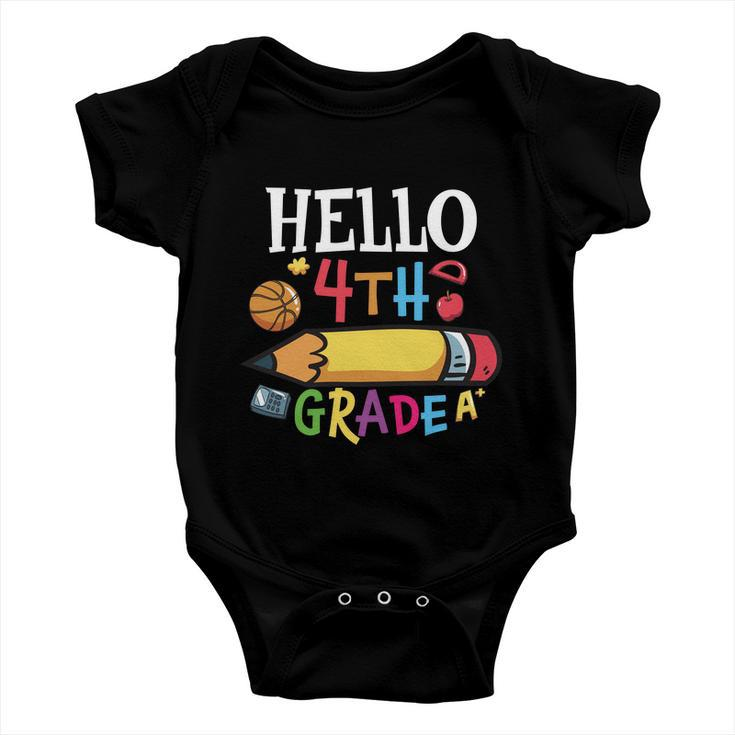 Hello 4Th Grade Pencil First Day Of School Back To School Baby Onesie