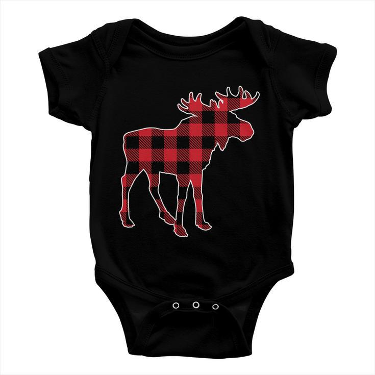 Holiday Plaid Moose Baby Onesie