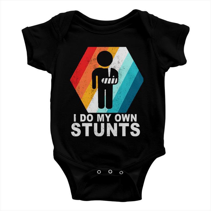 I Do My Own Stunts Retro Funny Meme Baby Onesie