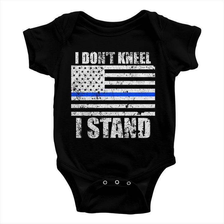 I Dont Kneel I Stand Usa Blue Line Flag Baby Onesie