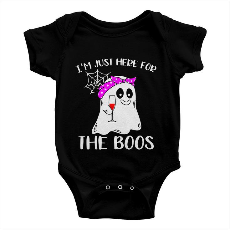 Im Just Here For The Boos Boo Halloween Quote Baby Onesie