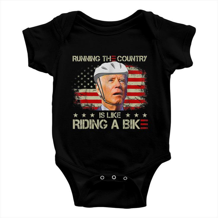 Joe Biden Falling Off Bike Running The Country Is Like Riding A Bike V2 Baby Onesie