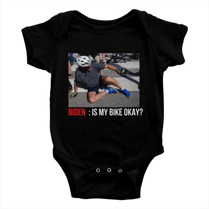 Joe Biden Falls Off His Bike Funny Biden Bike Baby Onesie