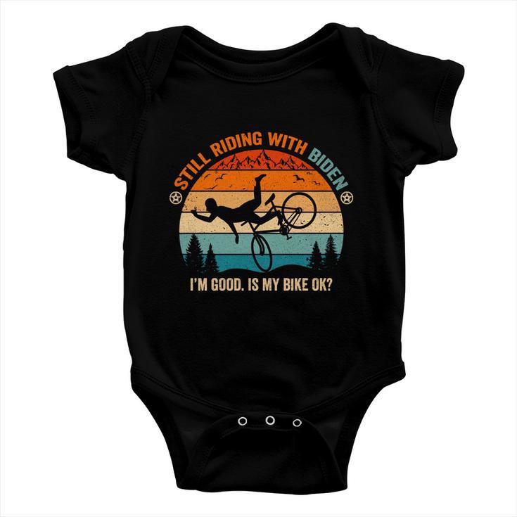 Joe Biden Falls Off His Bike Funny Biden Bike V2 Baby Onesie