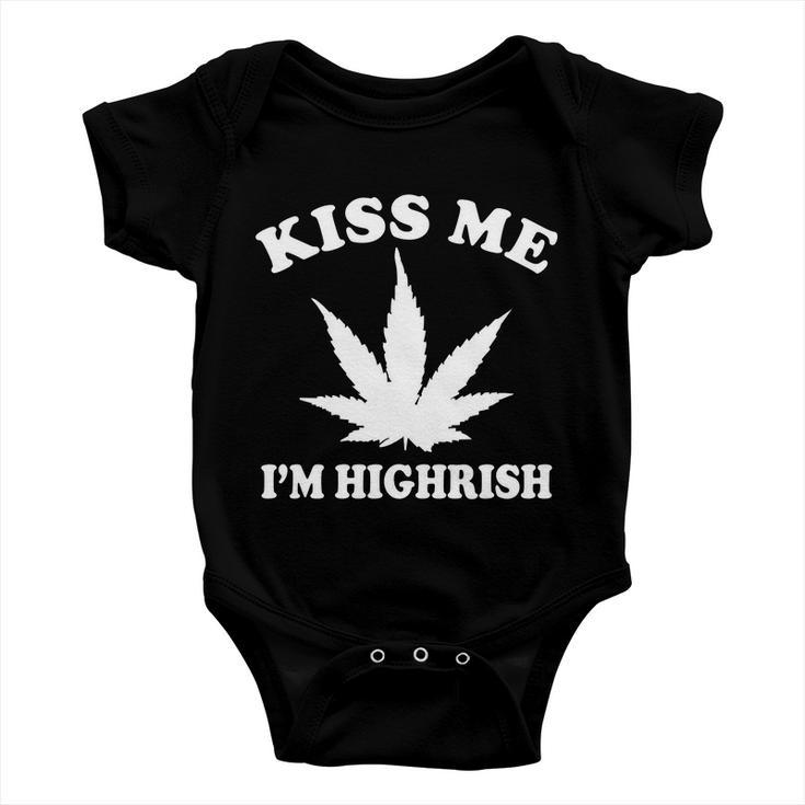 Kiss Me Im Highrish Irish St Patricks Day Weed Tshirt Baby Onesie