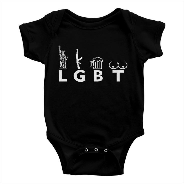 Lgtb Lady Liberty Guns Beer Tits Funny V2 Baby Onesie