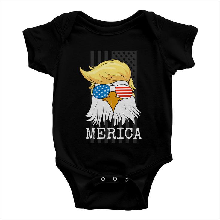 Merica Bald Eagle 4Th Of July Trump American Flag Funny Gift Baby Onesie