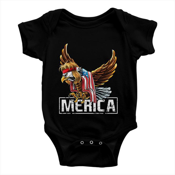 Merica Bald Eagle Mullet 4Th Of July American Flag Patriotic Gift Baby Onesie