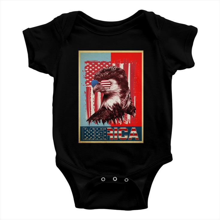 Merica Eagle Mullet 4Th Of July American Flag Vintage Usa Gift Baby Onesie