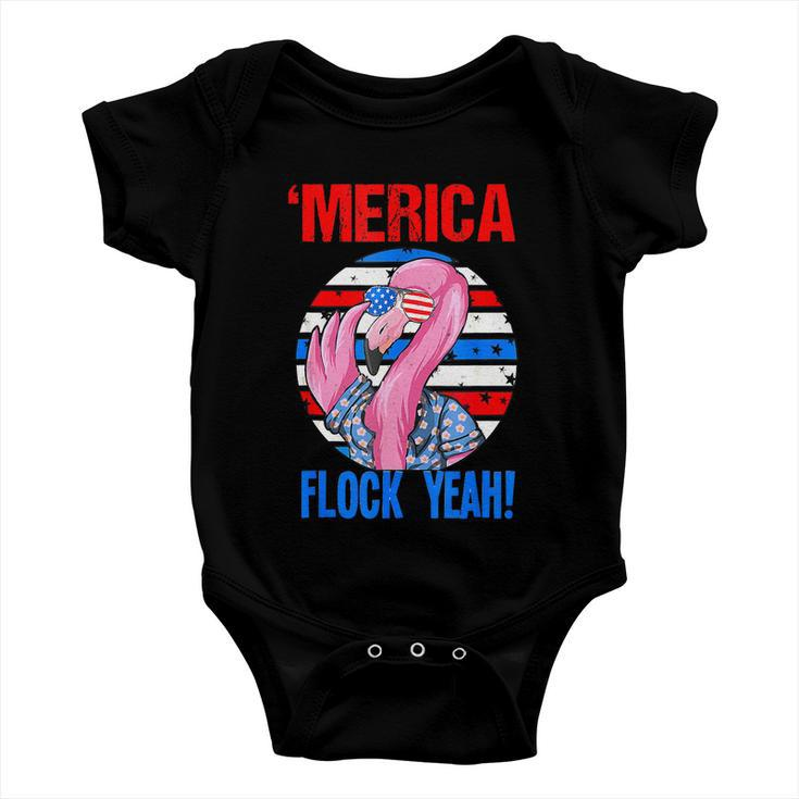 Merica Flock Yeah 4Th July Funny Patriotic Flamingo Baby Onesie