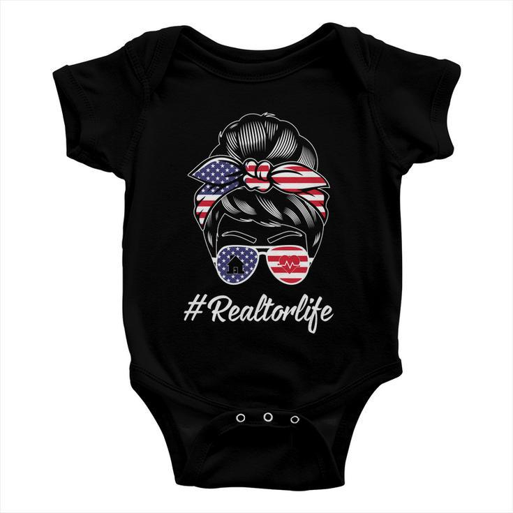 Messy Bun Realtor Life 4Th Of July Plus Size Shirt For Mom Girl Baby Onesie