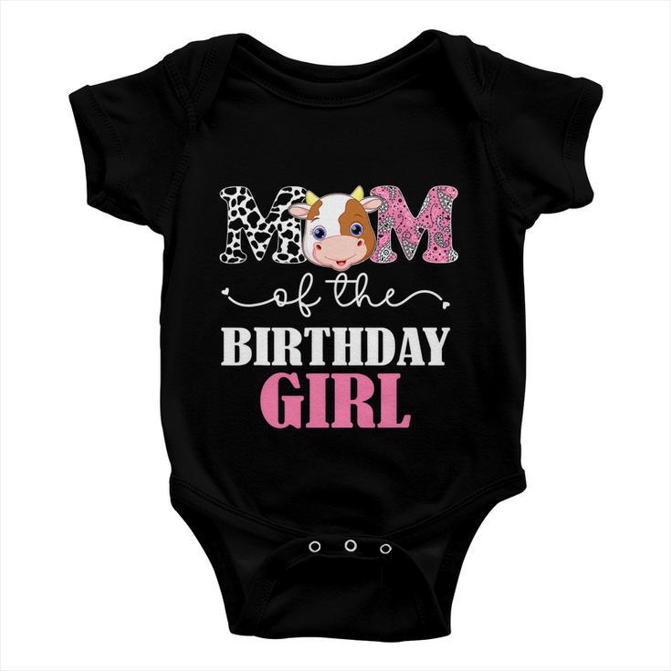 Mom Of The Birthday Girl Tee Farm Cow Mommy Mama St Baby Onesie