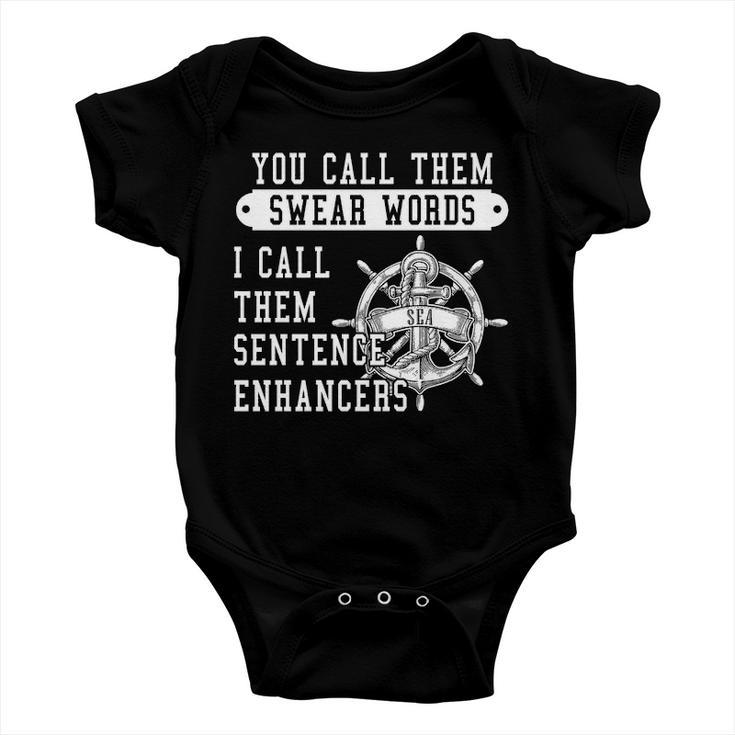 Navy I Call Them Sentence Enhancers Baby Onesie