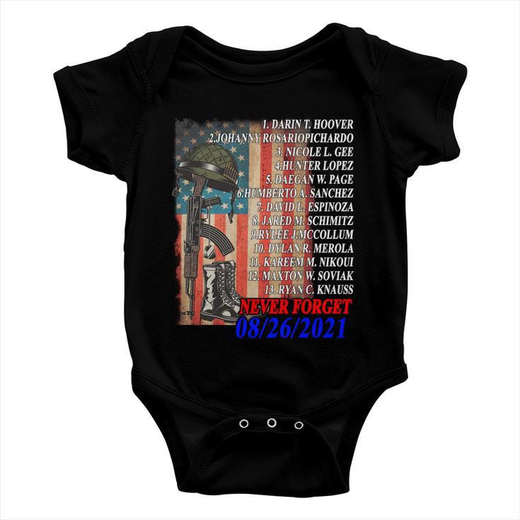 Never Forget Of Fallen Soldiers 13 Heroes Name 08-26-2021 Tshirt Baby Onesie