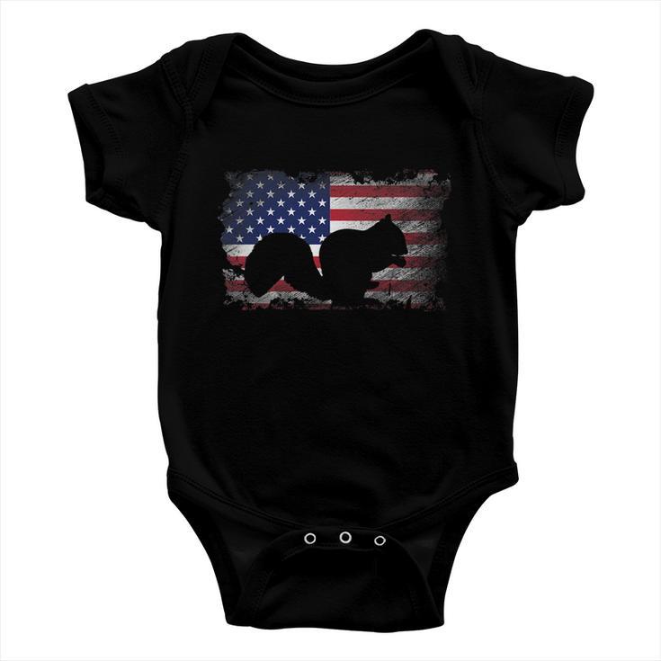 Patriotic Squirrel American Flag Cool Wild Animals Lover Baby Onesie