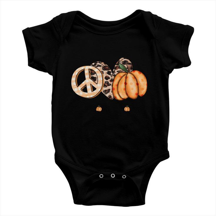 Peace Love Fall Thanksgiving Quote V2 Baby Onesie