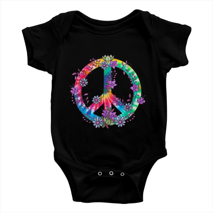 Peace Sign Love Flowers 60S 70S Tie Dye Hippie Costume Baby Onesie