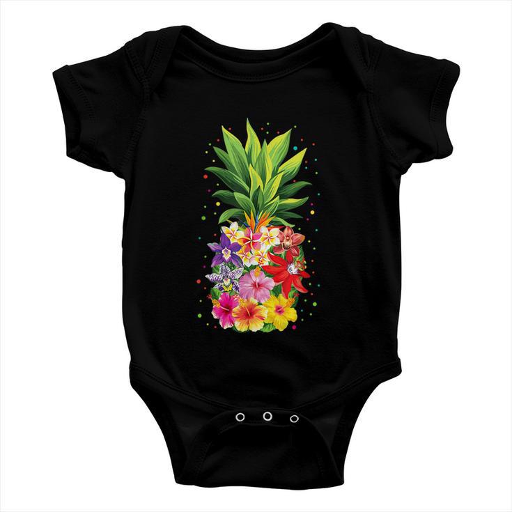 Pineapple Flowers Aloha Hawaii Vintage Hawaiian Floral Women Baby Onesie