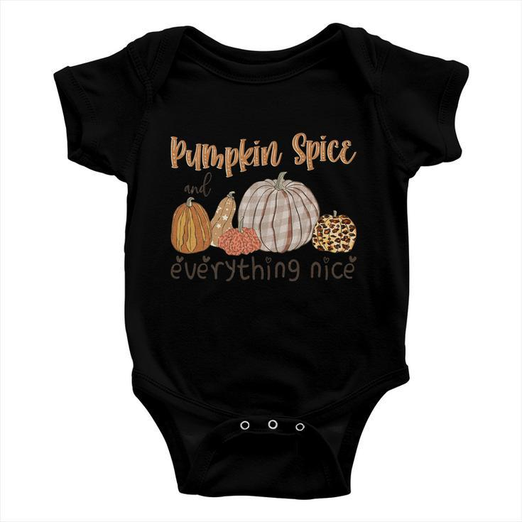 Pumpkin Spice And Everything Nice Thanksgiving Quote V2 Baby Onesie