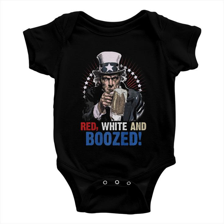 Red White And Boozed 4Th Of July Uncle Sam Baby Onesie