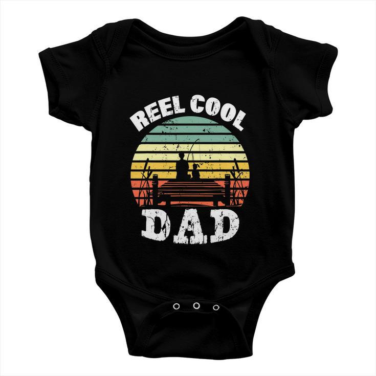 Reel Cool Dad Fisherman Daddy Funny Fathers Day Baby Onesie