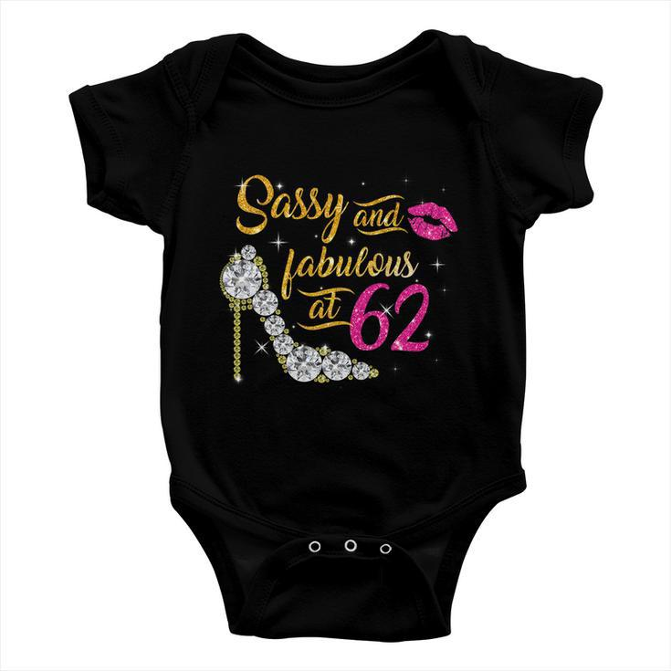 Sassy And Fabulous At 62 Years Old 62Nd Birthday Shoe Lip Baby Onesie