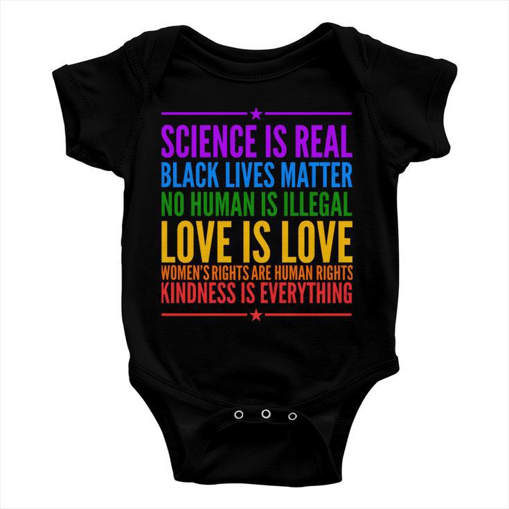 Science Is Real Black Lives Matter Love Is Love Tshirt Baby Onesie