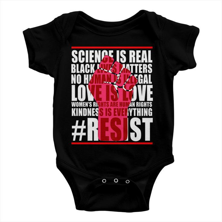 Science Is Real Resist Quote Tshirt Baby Onesie