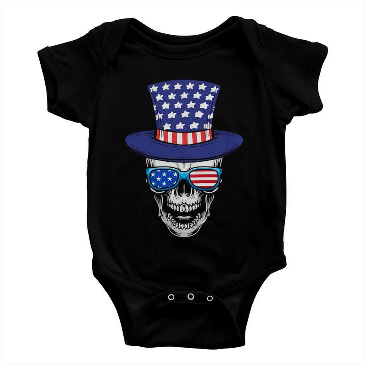 Skull 4Th Of July Uncle Sam Us Graphic Plus Size Shirt For Men Women Family Boy Baby Onesie