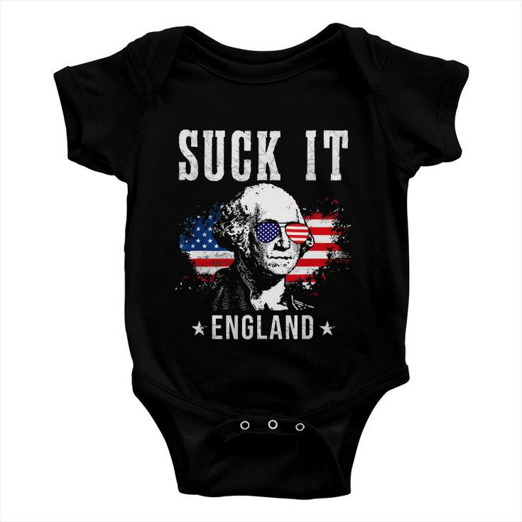 Suck It England Funny 4Th Of July George Washington Baby Onesie