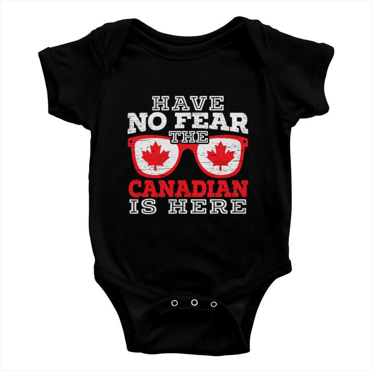 The Canadian Is Here Funny Canada Day Maple Leaf Proud Baby Onesie
