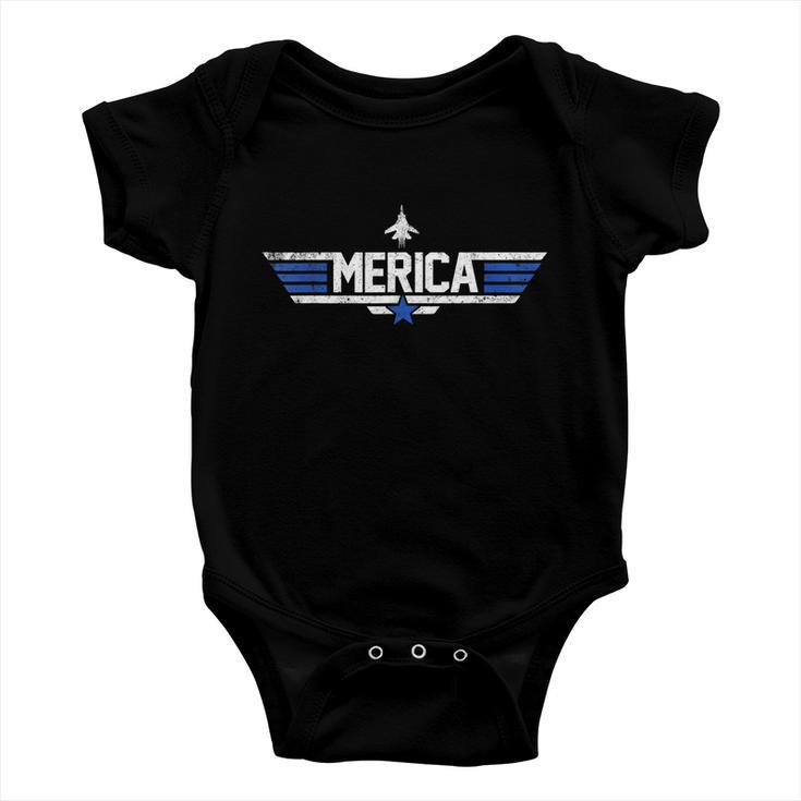 Top Merica For 4Th Of July Us Patriotic America Gun Baby Onesie