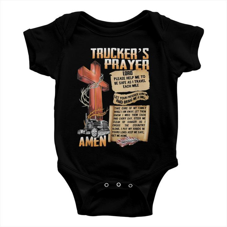 Trucker Truckers Prayer Amen Cross Truck Drive Lover Baby Onesie