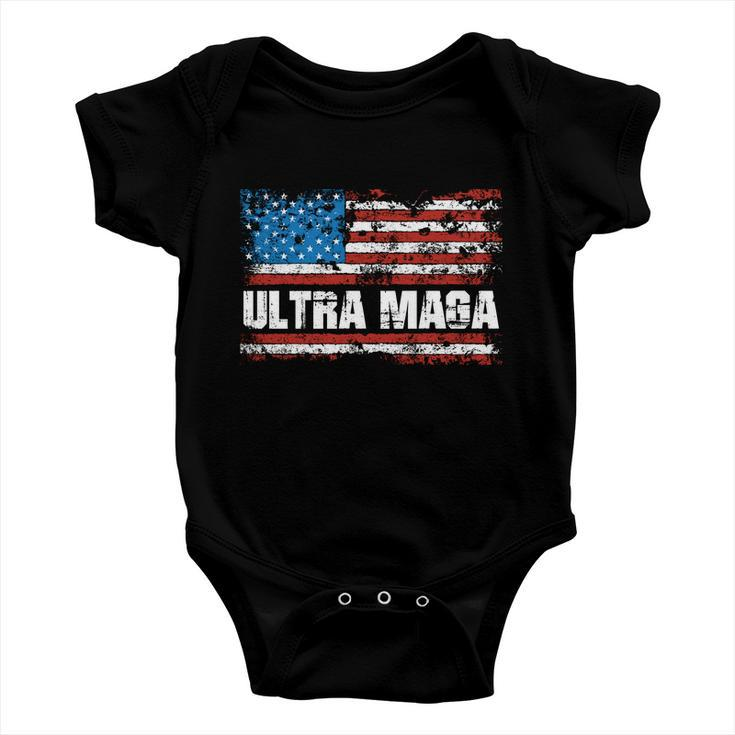 Ultra Maga Distressed United States Of America Usa Flag Tshirt Baby Onesie